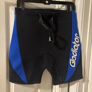 Unisex Black and Blue Gladiator Surfing Diving Scuba Wet Shorts Size Medium